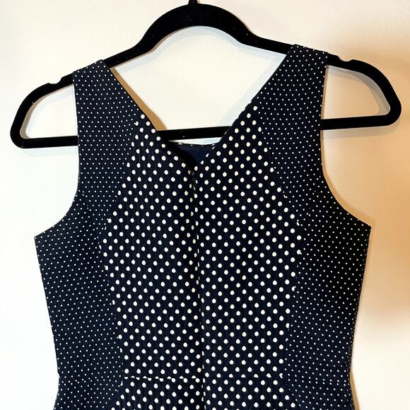 Banana Republic Dress Sheath Polka Dot 0 Navy Blue White Business Casual - Picture 4 of 15
